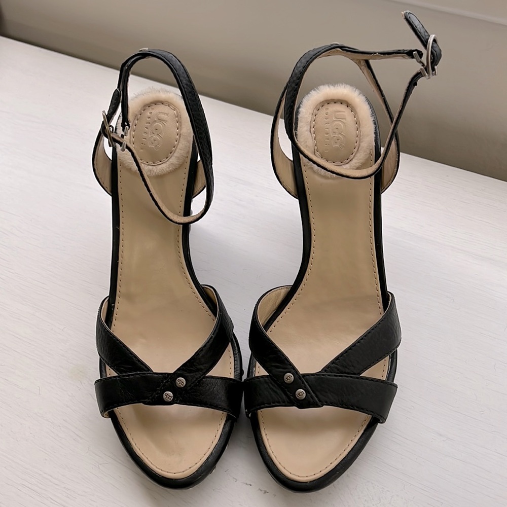 Uggs Black Rochelle Wedge Sandals